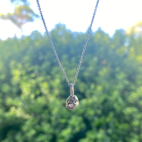 Silver Diamond Pebble Necklace