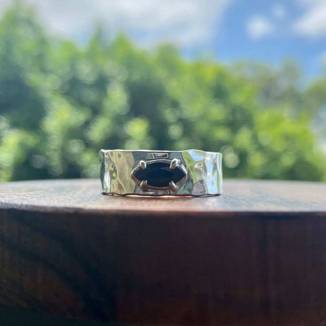 Black CZ Silver Ring