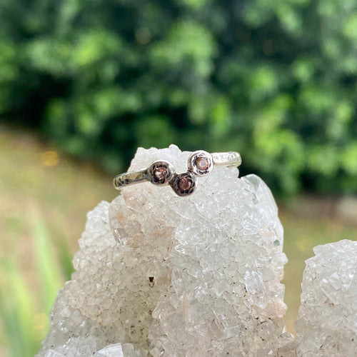 Earthy Silver Padparadscha Sapphire Ring